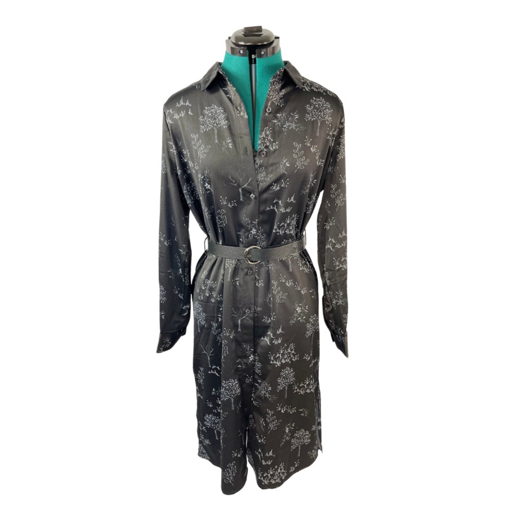 Dip Long Sleeve Black & White Button Down Dress (M)